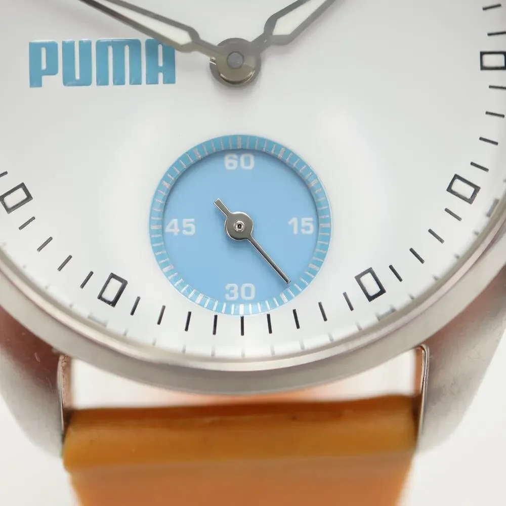Puma Womens Blue White Sport Small Seconds Watch 29mm Orange Resin w New Battery